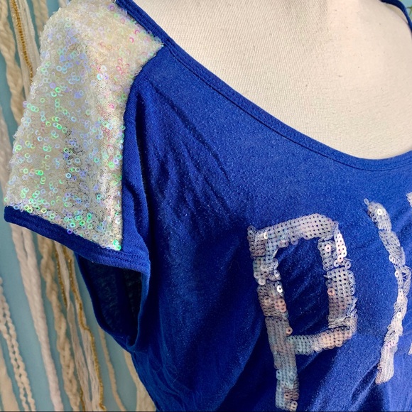 Victoria’s Secret PINK Sequin Crop Tee Small - Picture 2 of 5